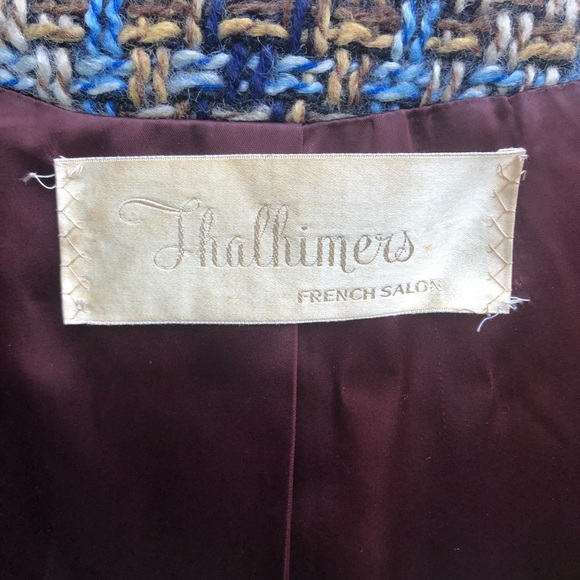 Vintage Thalhimers French Salon plaid tweed & fur collar long coat (price firm) - Picture 8 of 14